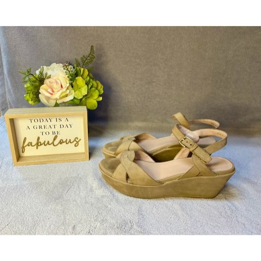 Stuart Weitzman tan wedge sandals. Size 7.5